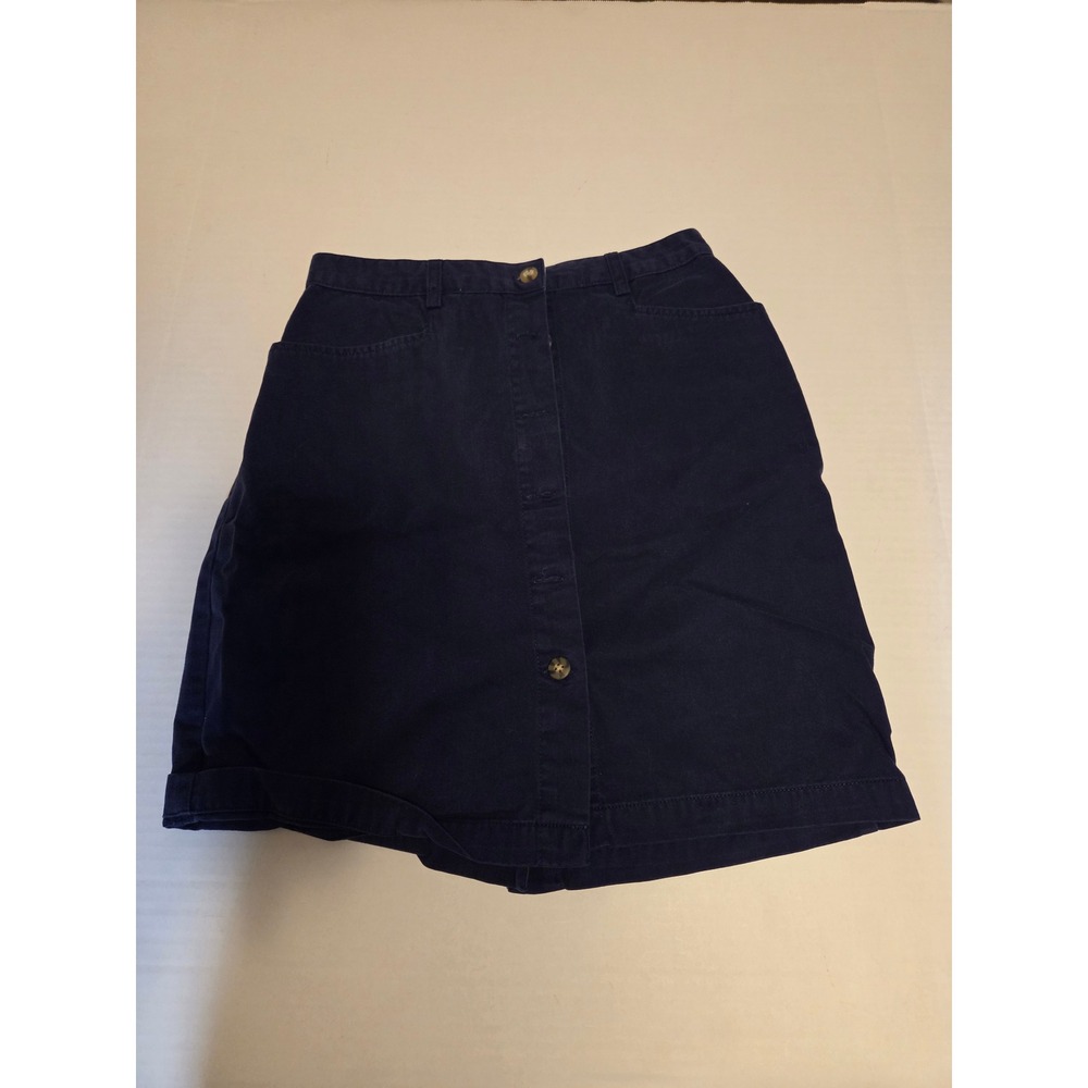 Fast Pace Basics Navy Blue Button Front Cotton Mini Skirt Size 6 High Waisted